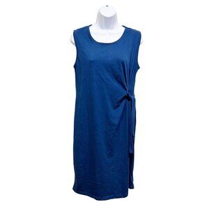 Everyday California Blue Sleeveless Side Tie Stretchy Cotton Blend Dress Size M